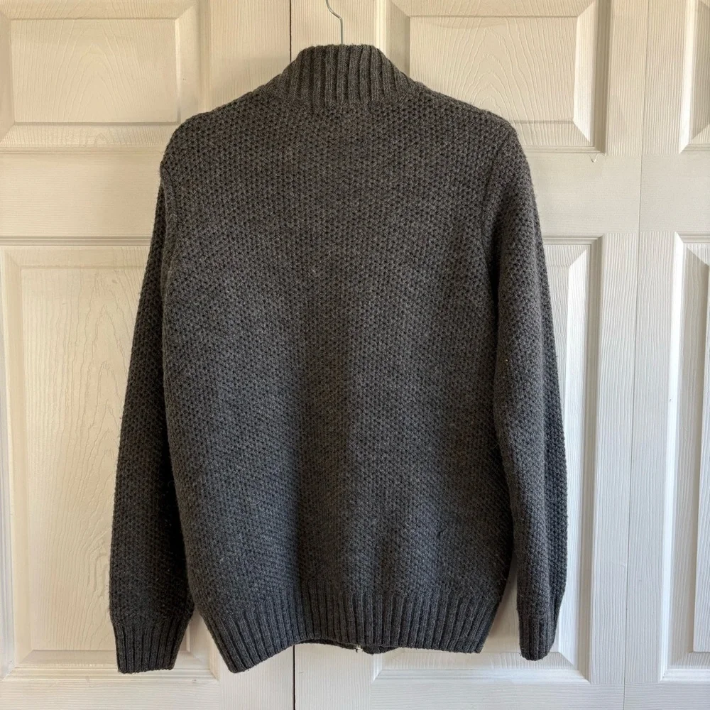 Daniele‎ Blasi Cardigan M Dark Grey Zip Knit Wool Blend Italy Career Academia